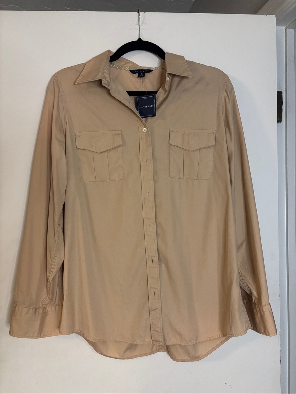 Lands' End Beige Button-Front Women's Shirt